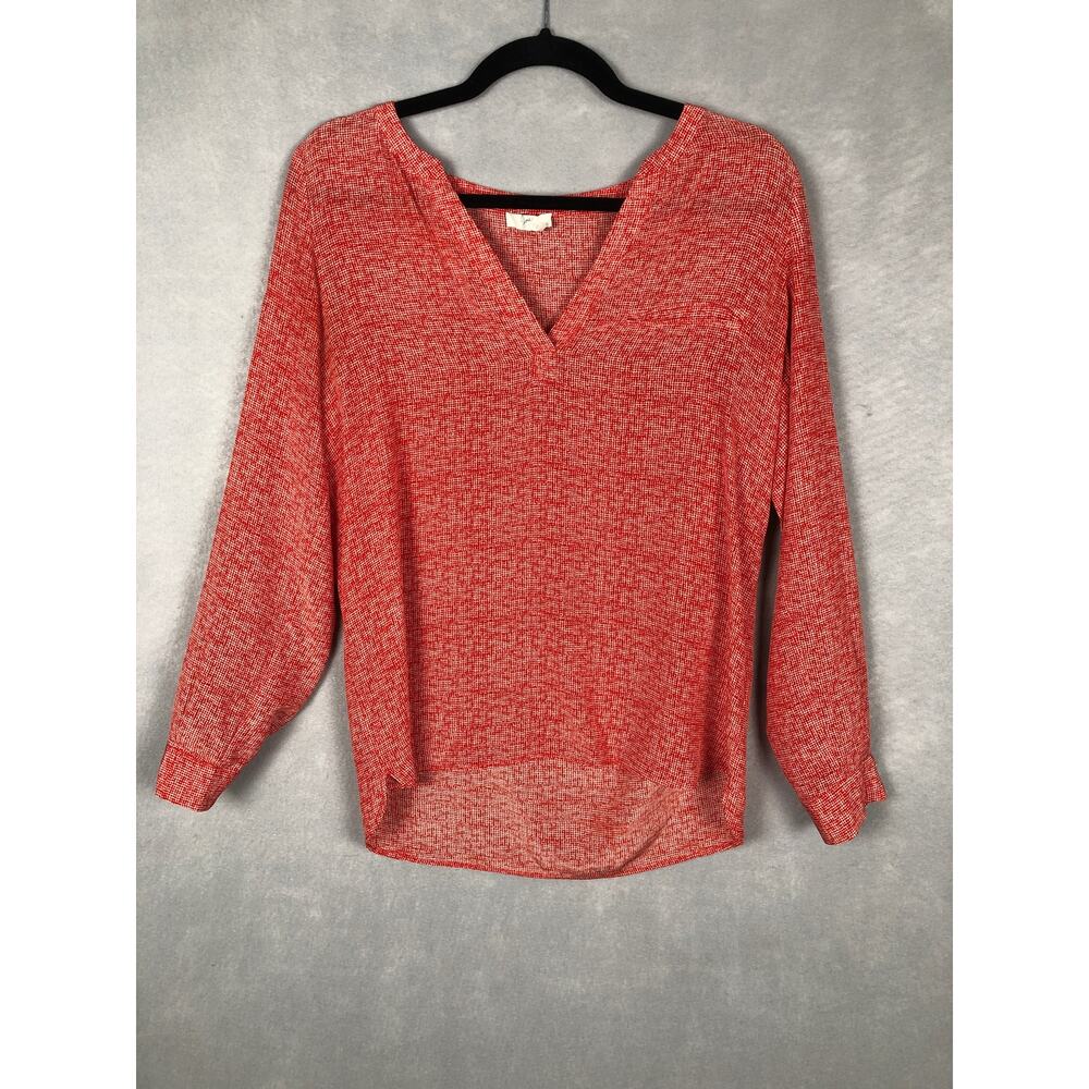 Joie Marsher Textured Print Top Women's Medium in Fiery Red